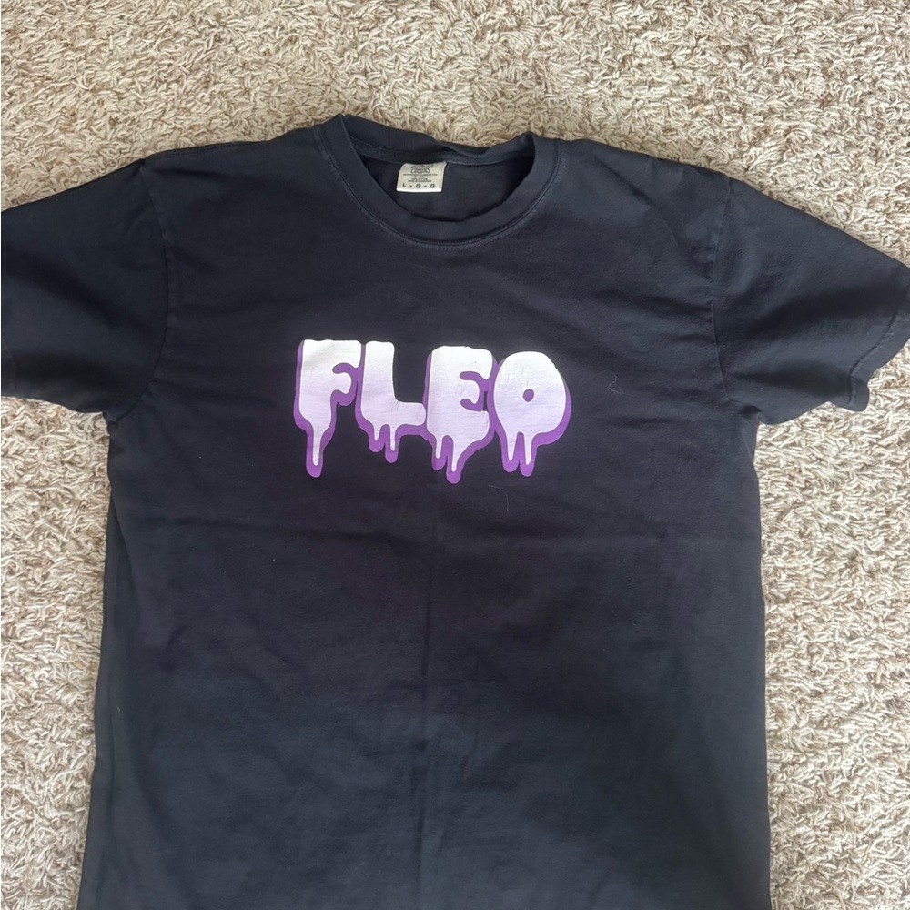Fleo Black T-Shirt with Purple Graphic large